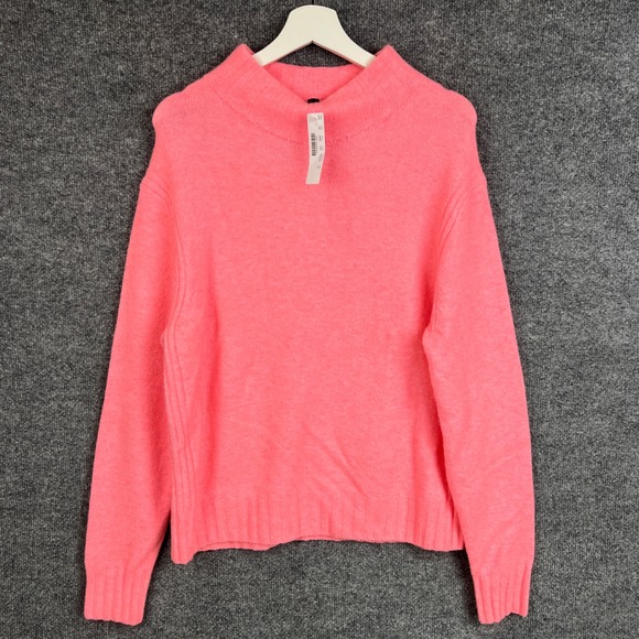 NEW J.Crew Womens XL Pink Mock Neck Pullover Sweater Long Sleeve Knit Wool - Picture 1 of 9